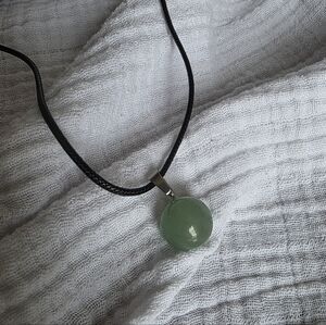 Green Circle Crystal Pendant Necklace